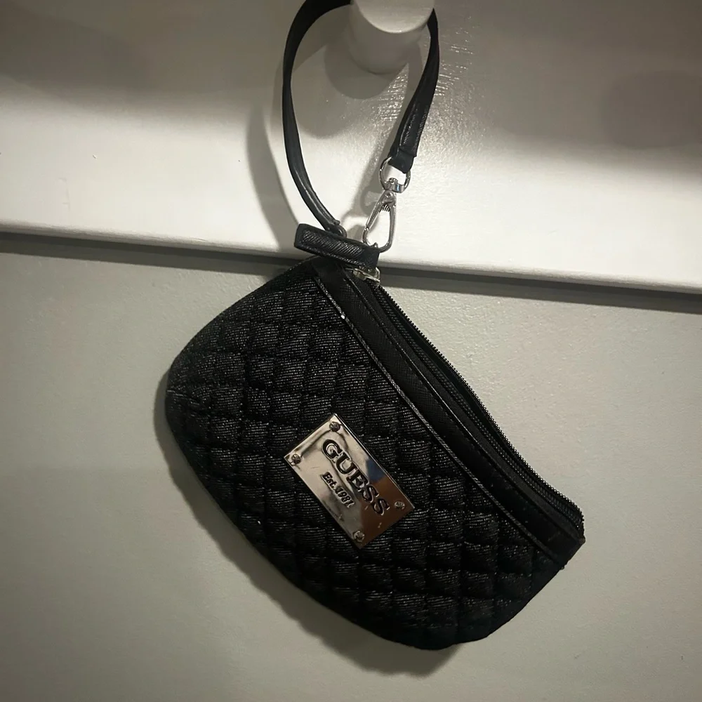 Guess Black Quilted Clutch with Silver Hardware - Picture 4 of 4
